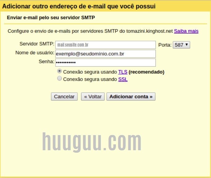 Configurando sua conta de email - tela 7